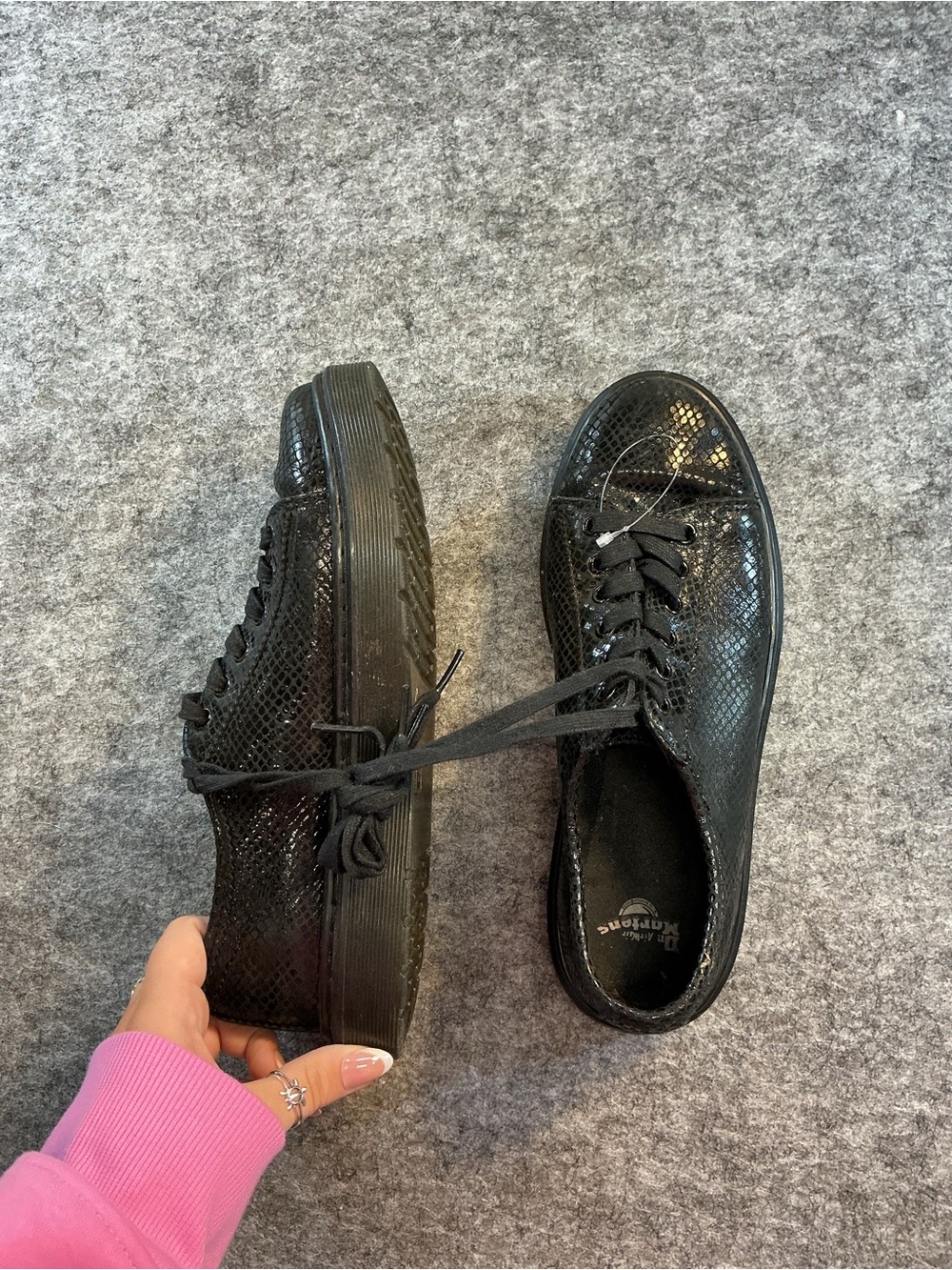 Dr. Martens Chunky Gothic Black Textured Lace-Up Oxfords Size 9